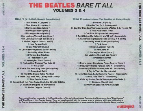 Bare It All - Vols. 3 & 4 - CD back